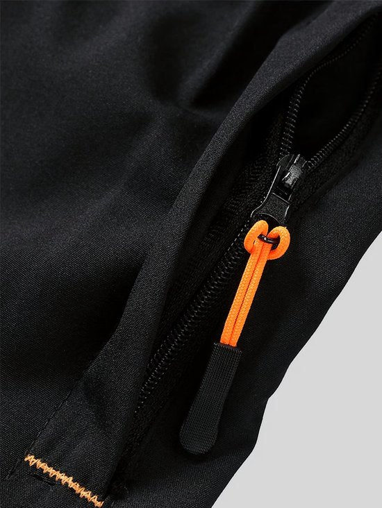 SparkNine Apex fitnesshort - sportbroek - met ritszakken - 152-158 - zwart - functioneel - sneldrogend & ademend - elastische band met trekkoord