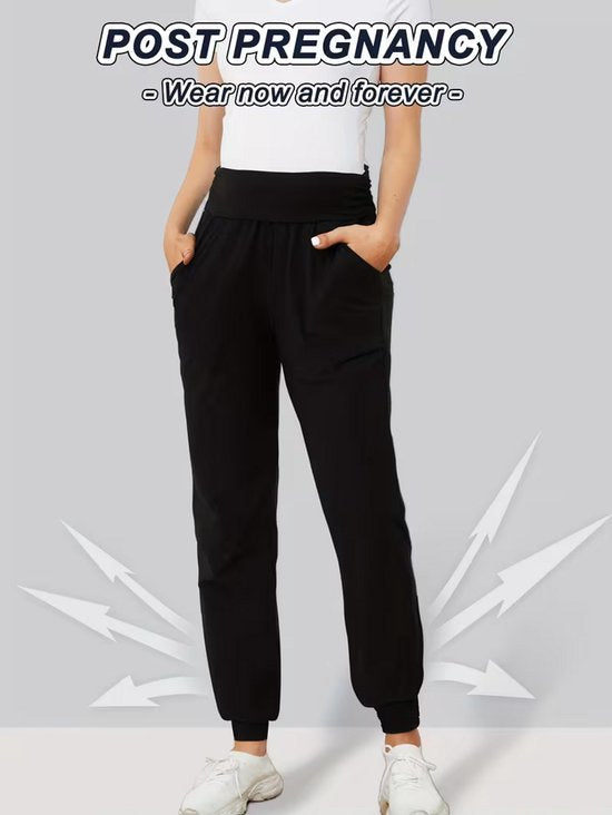 SparkNine Comfortfit zwangerschapslegging - met zijzakken - S - grijs - hoog getailleerd - zacht & ademend met buiksteun - rekbaar - maternity