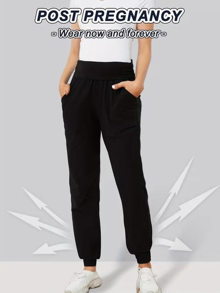 SparkNine Comfortfit zwangerschapslegging - met zijzakken - S - grijs - hoog getailleerd - zacht & ademend met buiksteun - rekbaar - maternity