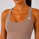 SparkNine Elevate sport-bh - M - cacao - gekruiste rug - push-up effect - stevige ondersteuning - met uitneembare pads