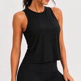 SparkNine Breezefit tanktop - open rug design - M - zwart - luchtig & ademend - crop fit - rekbaar & ademend - split back