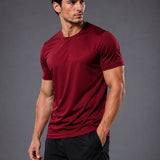 SparkNine Stormcore heren sport t-shirt - sneldrogend & ademend - fitness shirt - XS - rood - korte mauwen - training, rennen, casual dragen