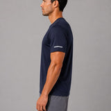 SparkNine Ironlite sport t-shirt heren met reflecterende strepen - L - blauw - zweetbestendig - lichtgewicht & sneldrogend