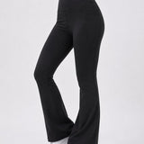 SparkNine Serenaflare dames legging - flare pants - met zakken - S - zwart - hoge taille - stijlvol - elastisch