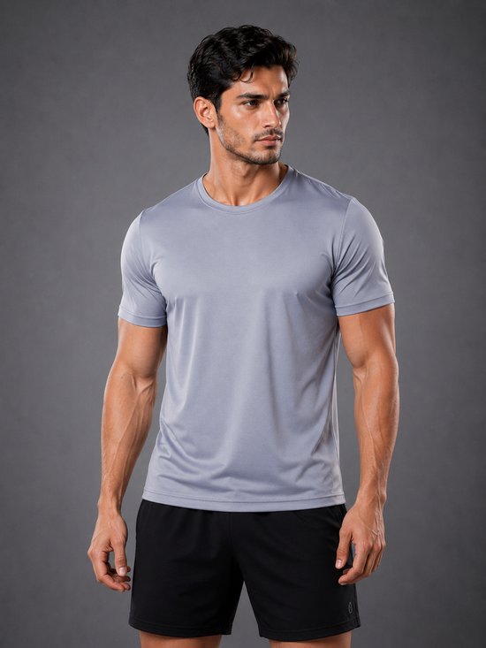 SparkNine Stormcore heren sport t-shirt - sneldrogend & ademend - fitness shirt - XXL - grijs - korte mauwen - training, rennen, casual dragen
