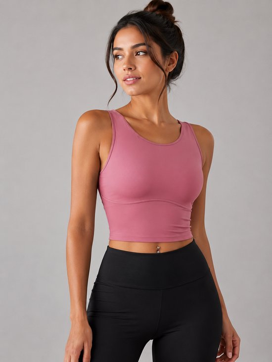 SparkNine Supportflex Sporttop met Built-in Bra - uitneembare pads - XL - roze - sport bh - met hoge ondersteuning - cropped