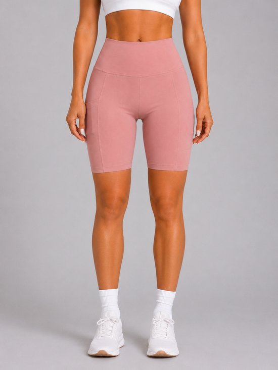 SparkNine Softflow korte sportbroek - met zakken - zachte stof - XXL - roze - dames short - half lang - fietsshort