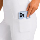 SparkNine Softflow korte sportbroek - met zakken - zachte stof - XS - wit - dames short - half lang - fietsshort