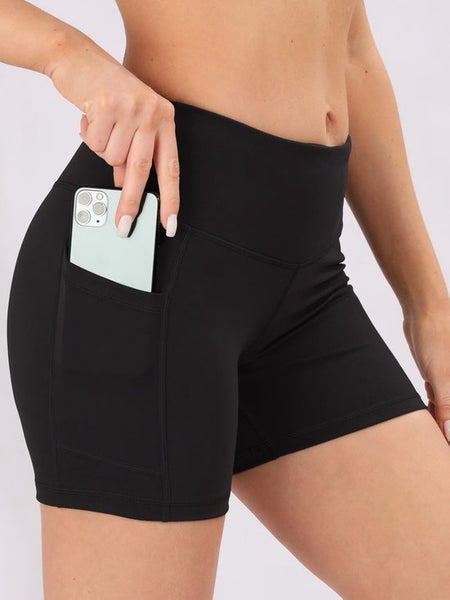 SparkNine Ease short - met handige zakken - S - zwart - korte broek - hoge taille - slim fit - ademend - sportshort
