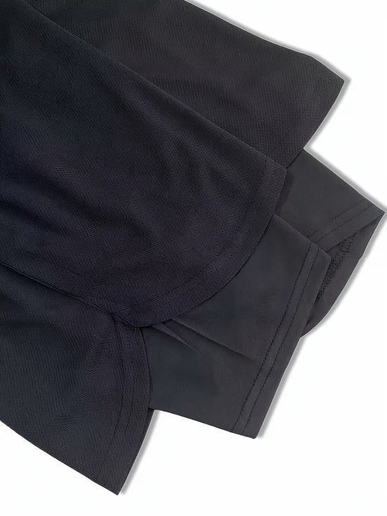 SparkNine Stridex fitness short heren - dubbellaags - met telefoonzak - L - zwart-wit - sneldrogend - met handdoeklus & zakken - functioneel & comfortabel