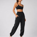 SparkNine Shadowflex dames joggingsbroek - losse fit - met elastische banden - S - zwart - training - hoge taille - lichtgewicht & comfortabel