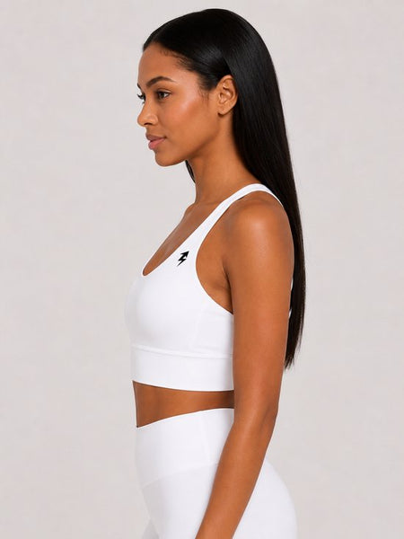 SparkNine Elevate sport-bh - S - wit - gekruiste rug - push-up effect - stevige ondersteuning - met uitneembare pads