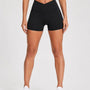 SparkNine Flexcross short dames - cross-front - stijlvolle sportshort short - L - zwart - hoge taille - buttlift - super comfortabel & stretch
