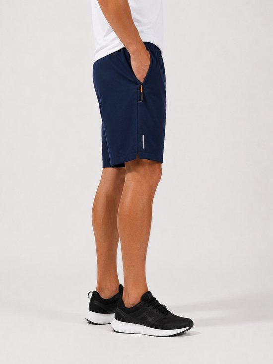SparkNine Apex fitnesshort - sportbroek - met ritszakken - XL - blauw - functioneel - sneldrogend & ademend - elastische band met trekkoord