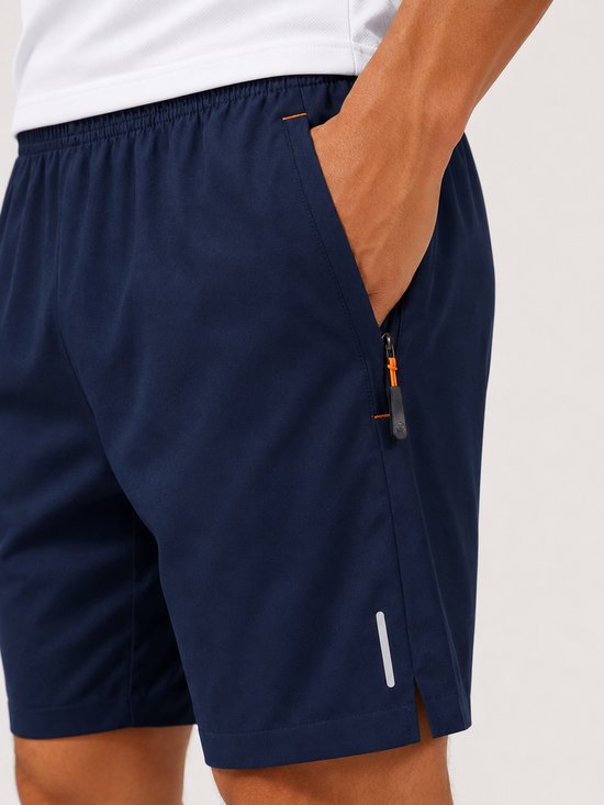 SparkNine Apex fitnesshort - sportbroek - met ritszakken - S - blauw - functioneel - sneldrogend & ademend - elastische band met trekkoord