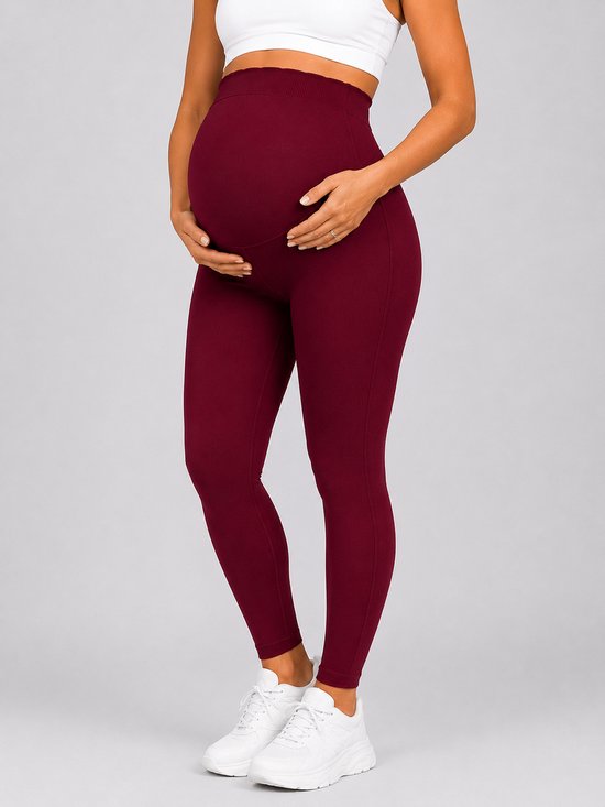 SparkNine Bellyflex zwangerschap legging - S - rood - hoge taille - rekbaar - maternity - geribbelde tailleband - stijlvol & ademend