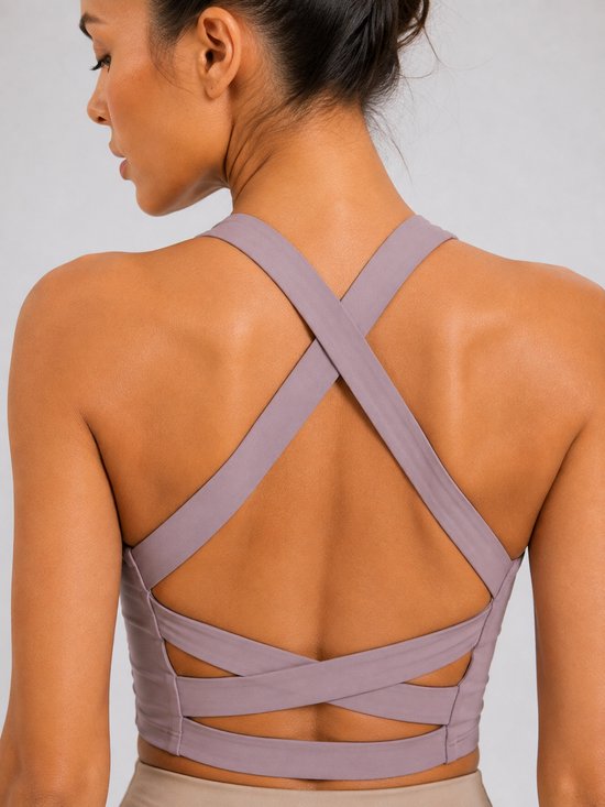 SparkNine Sculptactive sporttop - met ingebouwde sportbeha - verwijderbare pads - XXL - paars - high impact ondersteuning - kruisrug - ademend & stijlvol