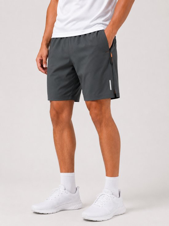 SparkNine Apex fitnesshort - sportbroek - met ritszakken - XL - grijs - functioneel - sneldrogend & ademend - elastische band met trekkoord
