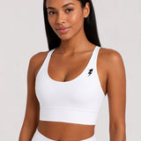 SparkNine Elevate sport-bh - M - wit - gekruiste rug - push-up effect - stevige ondersteuning - met uitneembare pads