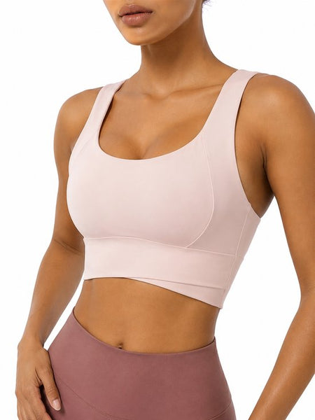 SparkNine Flexaura sport BH - stijlvolle sportbeha - ingebouwde pads - XXL - roze - high support ondersteuning - cross design