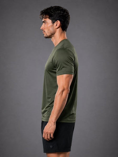 SparkNine Stormcore heren sport t-shirt - sneldrogend & ademend - fitness shirt - S - groen - korte mauwen - training, rennen, casual dragen