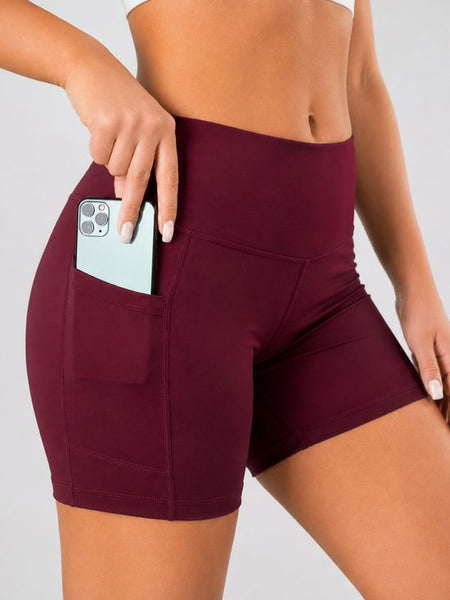 SparkNine Ease short - met handige zakken - S - rood - korte broek - hoge taille - slim fit - ademend - sportshort