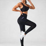 SparkNine Novaflex sportlegging dames - stijlvol & ademend - met zakken - S - zwart - mesh panelen - elastisch - squatproof