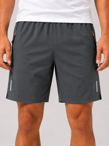 SparkNine Apex fitnesshort - sportbroek - met ritszakken - XXL - grijs - functioneel - sneldrogend & ademend - elastische band met trekkoord