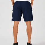 SparkNine Apex fitnesshort - sportbroek - met ritszakken - S - blauw - functioneel - sneldrogend & ademend - elastische band met trekkoord