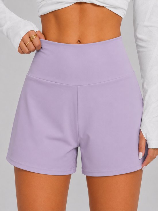 SparkNine Breeze dames short- sportshort - met telefoonzak - dubbellaags met binnenshort - XXL - paars - fitness - hoge taille - ademend & sneldrogend