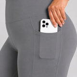 SparkNine Softcurve plus size legging - met zijzakken - L-XL - grijs - zachte stof - ademend - niet doorschijnend