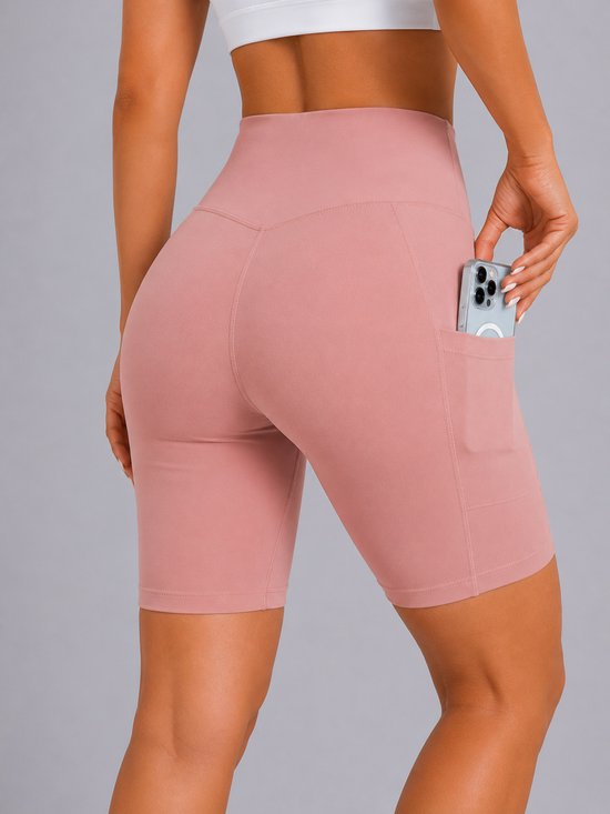 SparkNine Softflow korte sportbroek - met zakken - zachte stof - XXL - roze - dames short - half lang - fietsshort