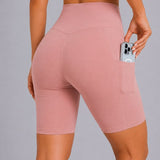 SparkNine Softflow korte sportbroek - met zakken - zachte stof - XXL - roze - dames short - half lang - fietsshort