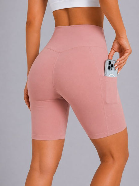 SparkNine Softflow korte sportbroek - met zakken - zachte stof - XXL - roze - dames short - half lang - fietsshort