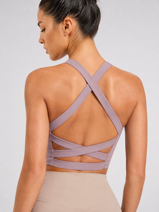 SparkNine Sculptactive sporttop - met ingebouwde sportbeha - verwijderbare pads - XXL - paars - high impact ondersteuning - kruisrug - ademend & stijlvol