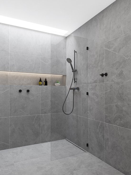 Luzzo® Flower Black Doucheset Thermostaatkraan met Glijstang - Zwart