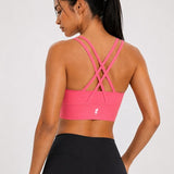 SparkNine Elevate sport-bh - M - roze - gekruiste rug - push-up effect - stevige ondersteuning - met uitneembare pads
