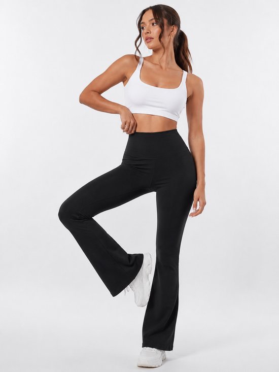 SparkNine Sonrisa flare legging - S - zwart - high waist - scrunch-effect - zacht & comfortabel