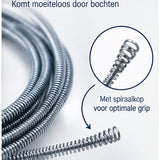 Ontstoppingsveer 5 Meter – Trekveer voor Afvoer – Rioolveer voor Verstopte Leidingen – Flexibele Afvoer Ontstopper – Voor Gootsteen, Douche & Afvoer