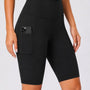 SparkNine NovaShort knie-lengte sportbroek dames - fitness short - lange biker short - M - zwart - hoge taille - met zakken - squatproof
