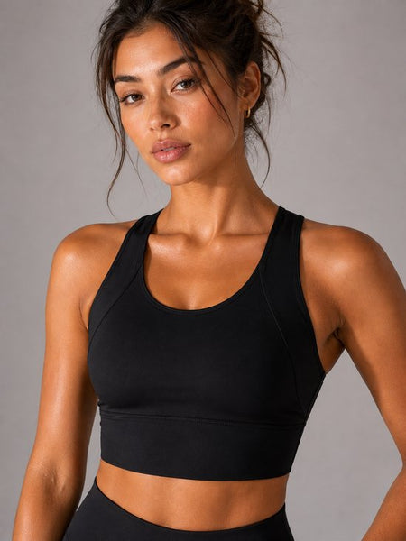SparkNine Coreshield sportbeha - met ingebouwde pads - L - zwart - push-up sport-bh - high impact ondersteuning - push-up - ademend
