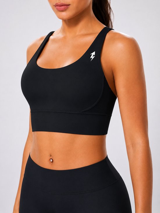 SparkNine Elevate sport-bh - XL - zwart - gekruiste rug - push-up effect - stevige ondersteuning - met uitneembare pads
