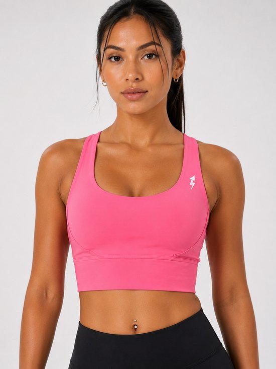 SparkNine Elevate sport-bh - S - roze - gekruiste rug - push-up effect - stevige ondersteuning - met uitneembare pads