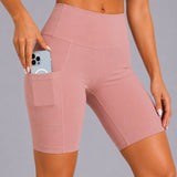 SparkNine Softflow korte sportbroek - met zakken - zachte stof - XXL - roze - dames short - half lang - fietsshort