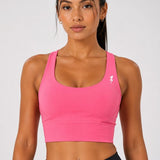 SparkNine Elevate sport-bh - M - roze - gekruiste rug - push-up effect - stevige ondersteuning - met uitneembare pads