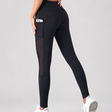 SparkNine Novaflex sportlegging dames - stijlvol & ademend - met zakken - XL - zwart - mesh panelen - elastisch - squatproof