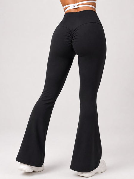SparkNine Sonrisa flare legging - L - zwart - high waist - scrunch-effect - zacht & comfortabel