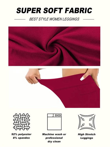 SparkNine Softflex zachte legging met zakken - dames sportlegging - comfy legging - XXL - rood - hoge taille - elastisch - zacht materiaal - comfortabel
