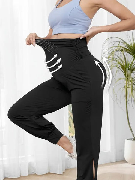 SparkNine Comfortfit zwangerschapslegging - met zijzakken - S - grijs - hoog getailleerd - zacht & ademend met buiksteun - rekbaar - maternity