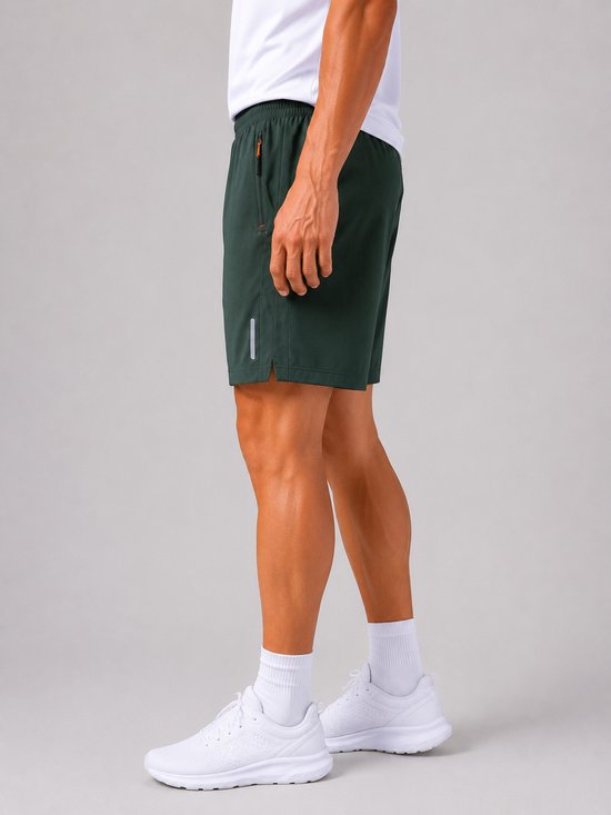 SparkNine Apex fitnesshort - sportbroek - met ritszakken - XXL - groen - functioneel - sneldrogend & ademend - elastische band met trekkoord